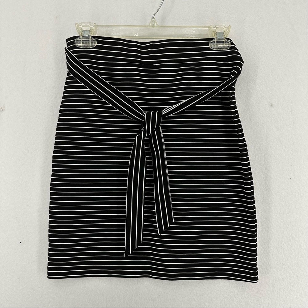 Loft‎ Tie Waist Striped Mini Pencil Skirt XS Black